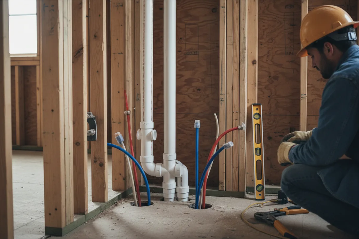Drain and supply rough-in during Drain Cleaning in East Prospect