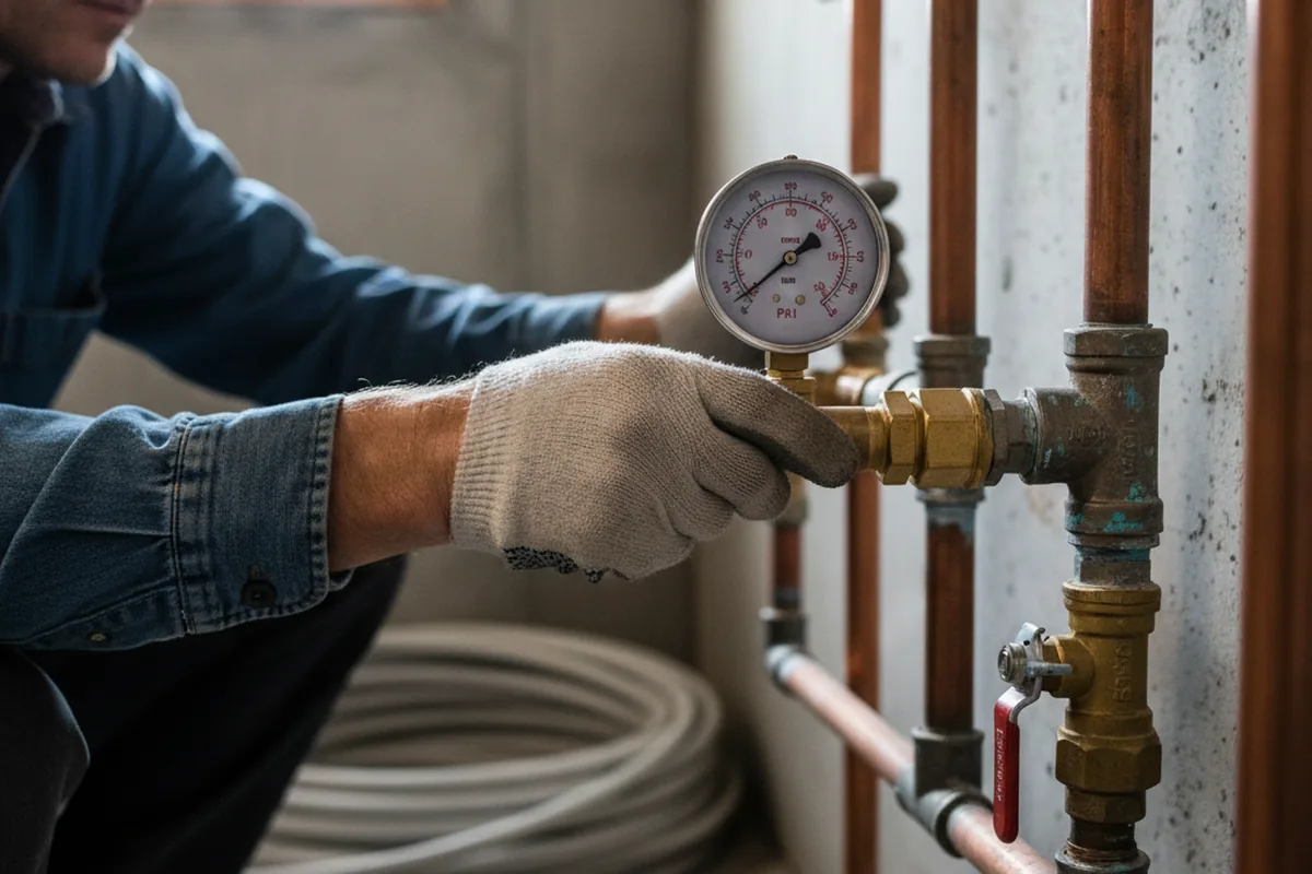 Pressure testing a repaired line during Water Line Repair in East Prospect