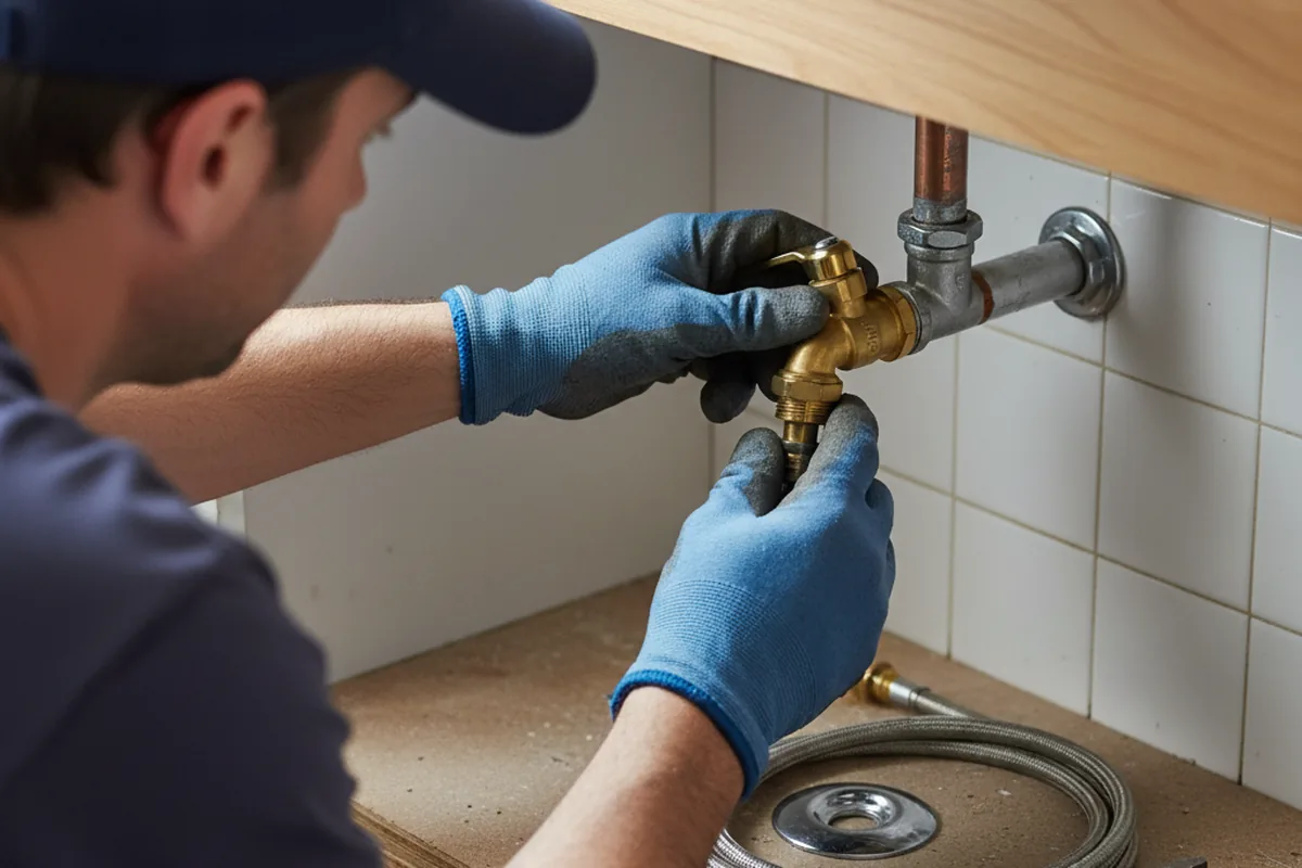 Shutoff valve and fitting work during Burst Pipe Repair in East Prospect